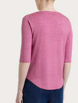 Maglietta con stampa e scollo a barchetta in jersey di viscosa crêpe Rosa Donna - Ragno