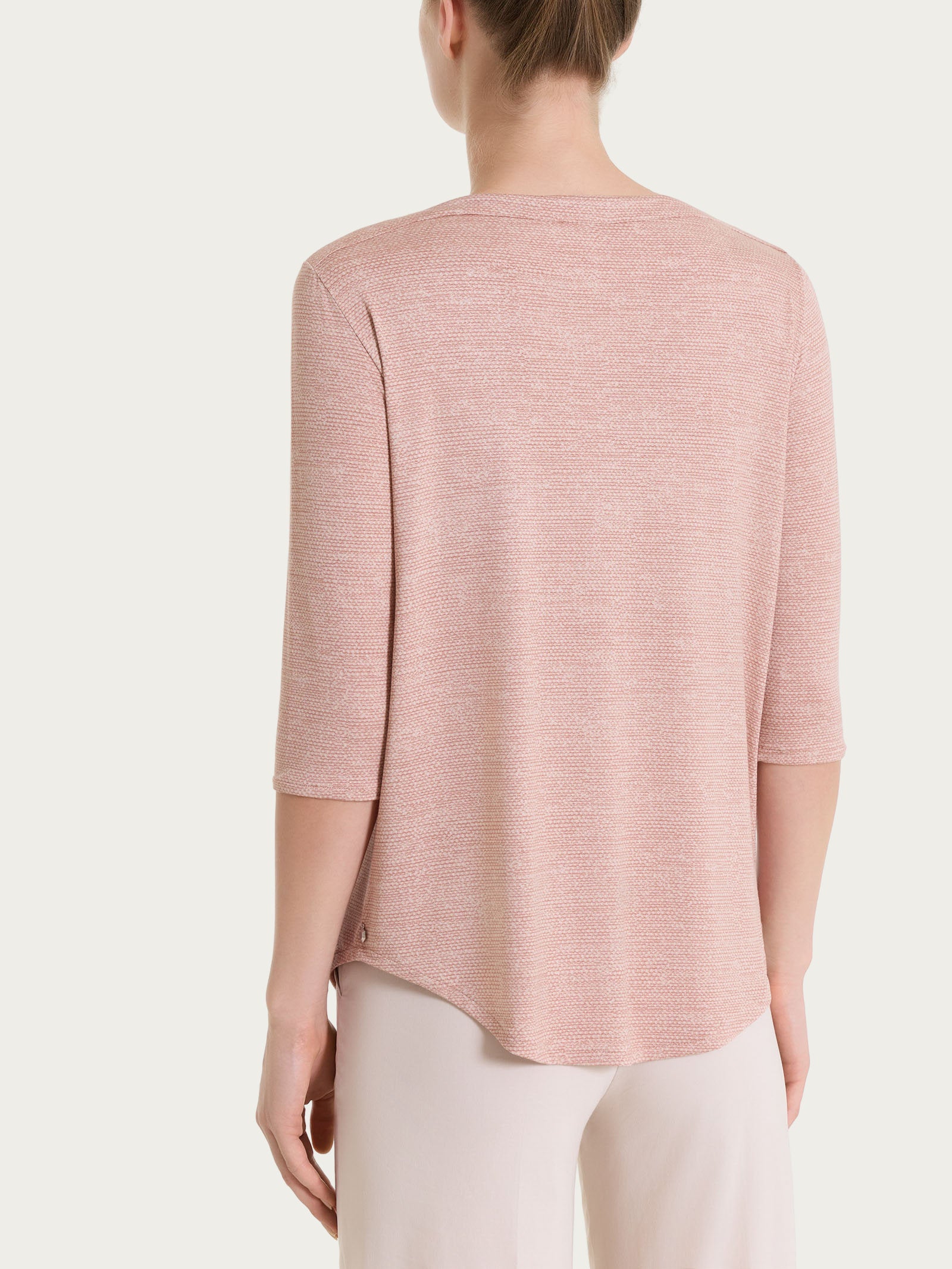 Maglietta con stampa e scollo a barchetta in jersey di viscosa crêpe Rosa Donna - Ragno