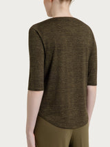 Green Women's Green Crêpe Viscose Jersey print and boat neck t-shirt - Ragno