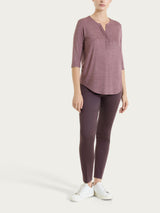 Maglietta con stampa e collo a serafino in jersey di viscosa crêpe Viola Donna - Ragno