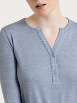 Maglietta con stampa e collo a serafino in jersey di viscosa crêpe Azzurri Donna - Ragno