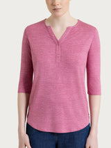 Maglietta con stampa e collo a serafino in jersey di viscosa crêpe Rosa Donna - Ragno