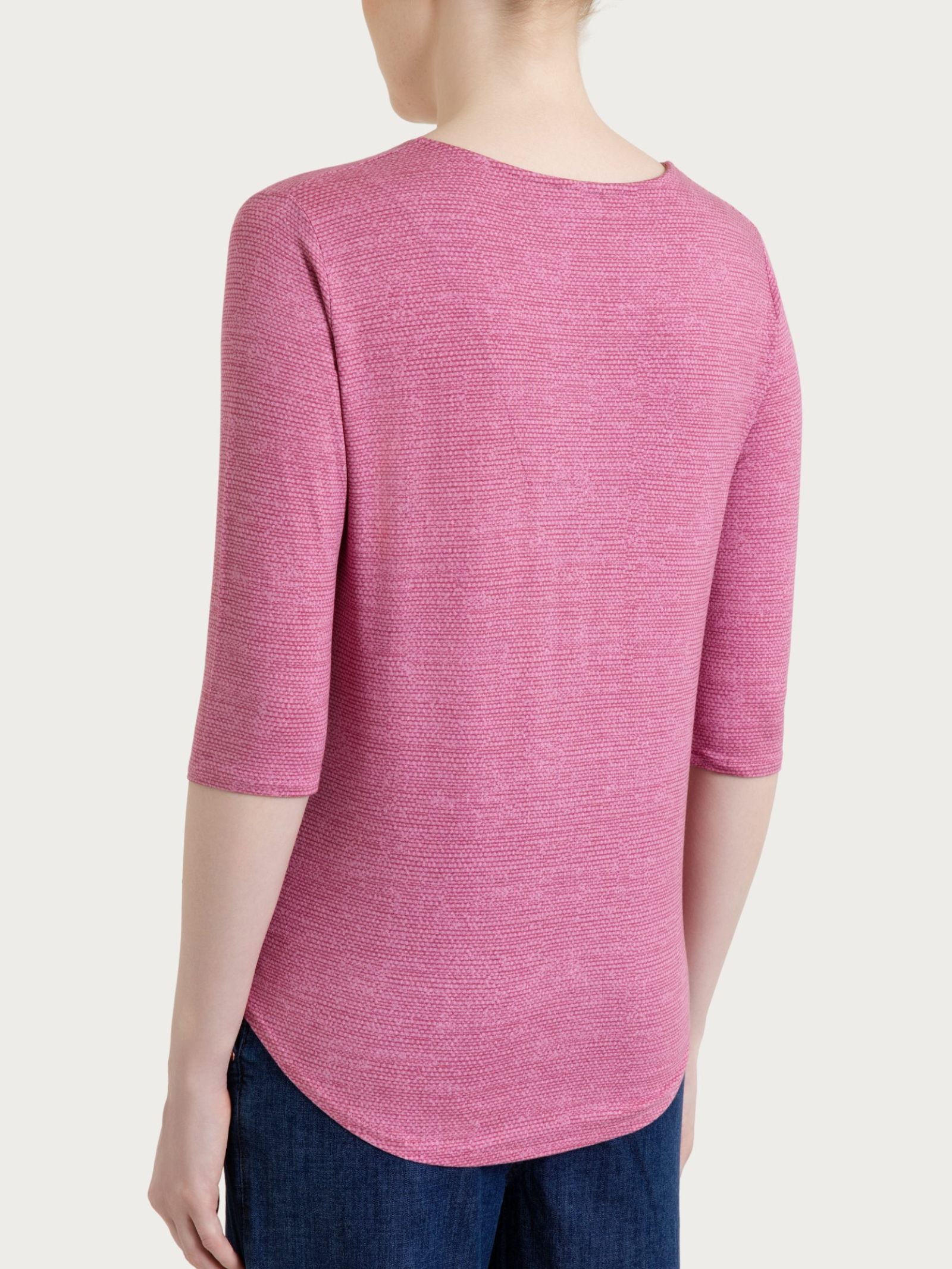 Maglietta con stampa e collo a serafino in jersey di viscosa crêpe Rosa Donna - Ragno