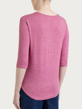 Maglietta con stampa e collo a serafino in jersey di viscosa crêpe Rosa Donna - Ragno