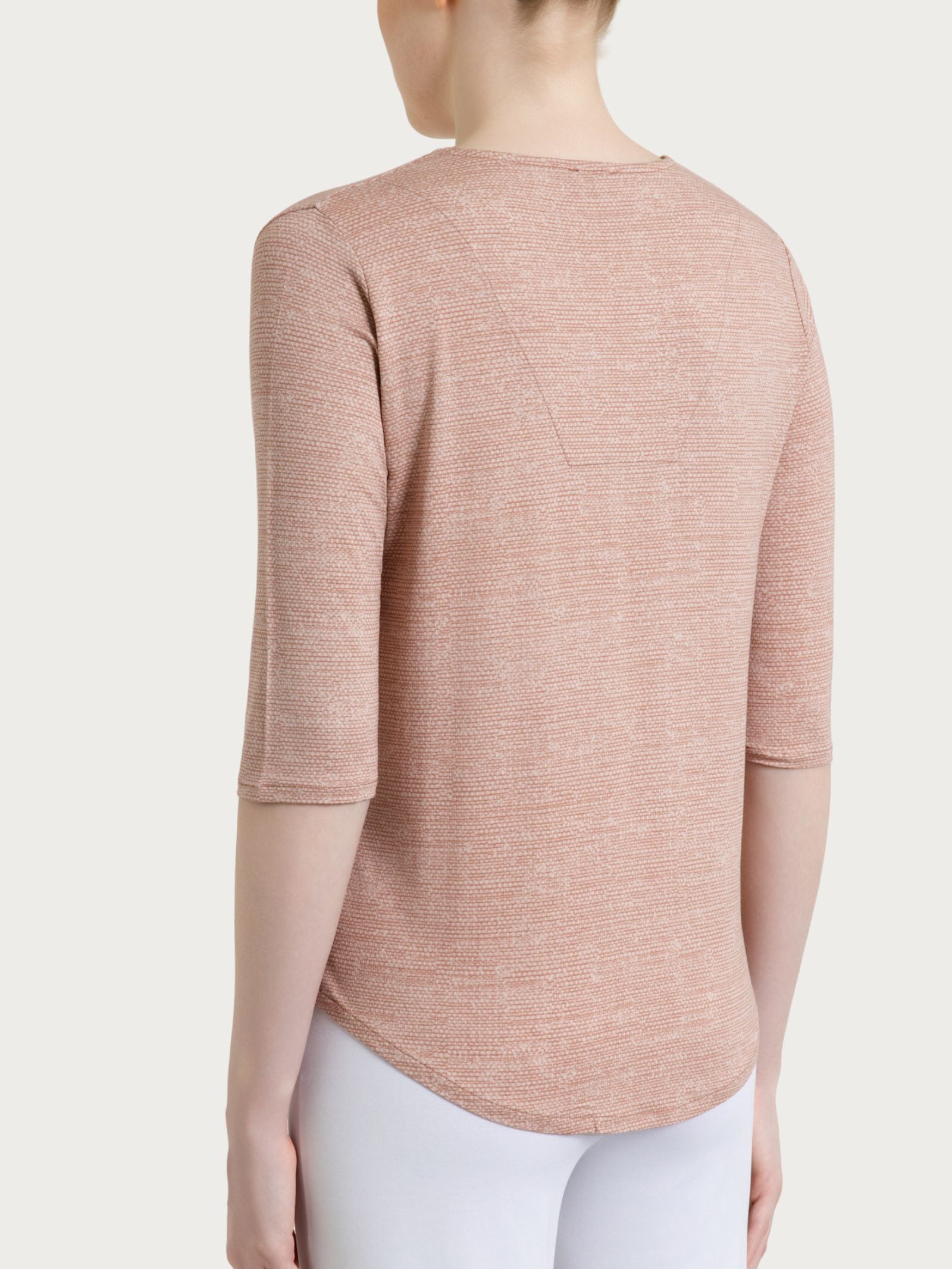 Maglietta con stampa e collo a serafino in jersey di viscosa crêpe Rosa Donna - Ragno