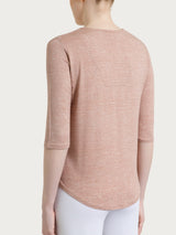 Maglietta con stampa e collo a serafino in jersey di viscosa crêpe Rosa Donna - Ragno