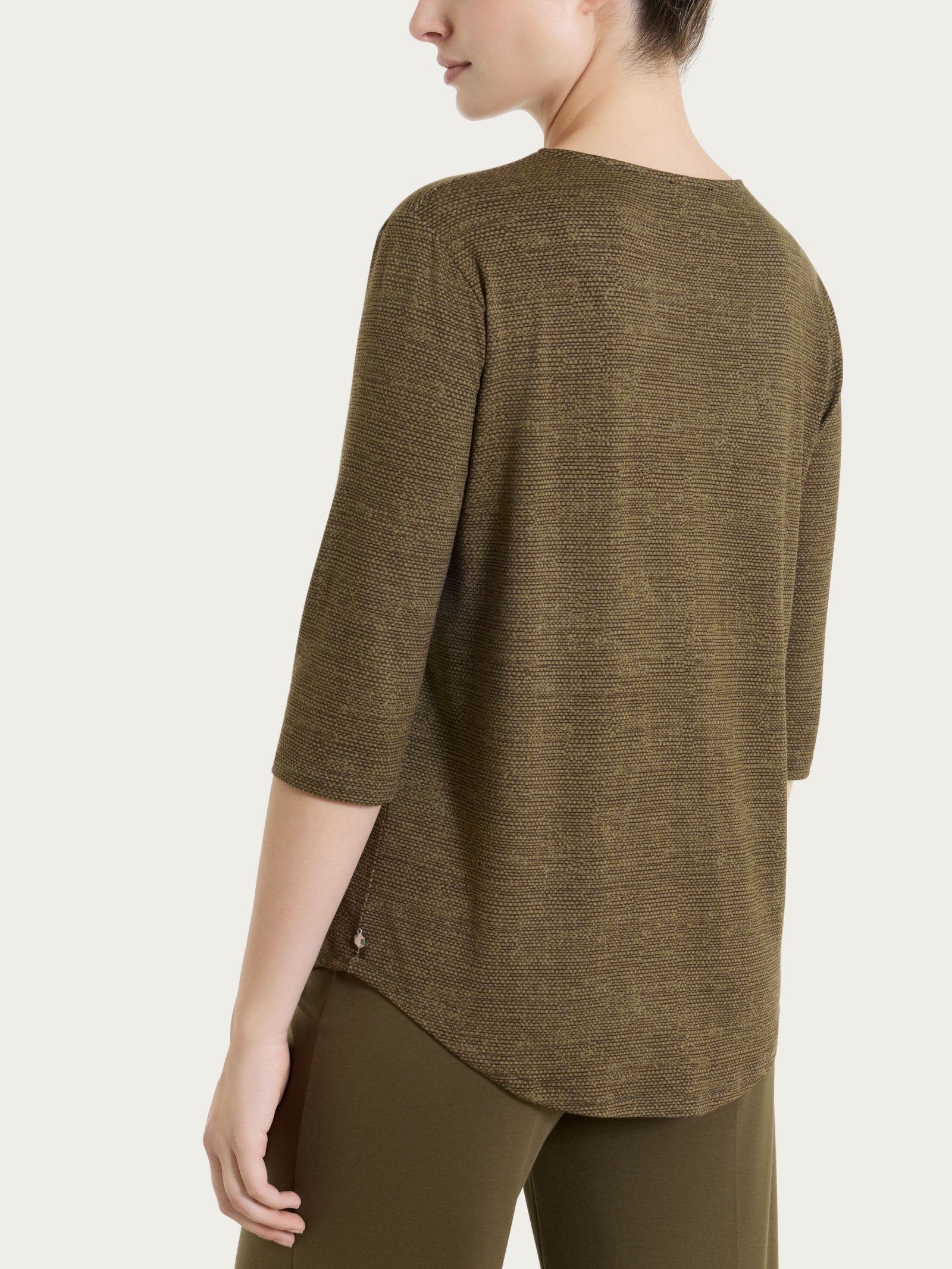 Maglietta con stampa e collo a serafino in jersey di viscosa crêpe Verdi Donna - Ragno