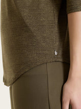 Maglietta con stampa e collo a serafino in jersey di viscosa crêpe Verdi Donna - Ragno