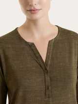 Maglietta con stampa e collo a serafino in jersey di viscosa crêpe Verdi Donna - Ragno