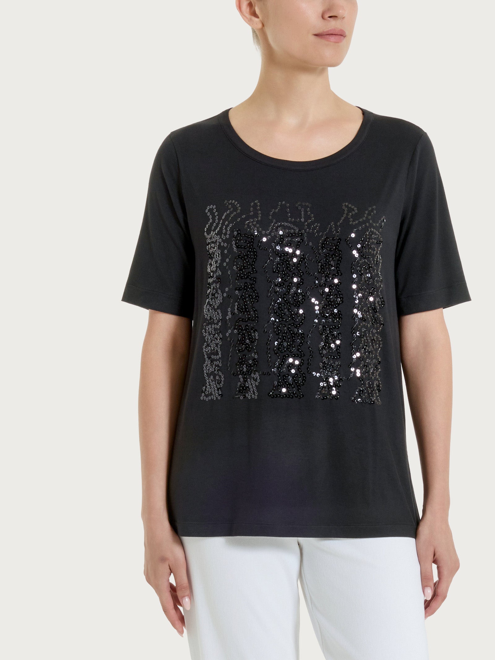 Maglietta con dettaglio con paillettes in Viscosa Summer Neri Donna - Ragno