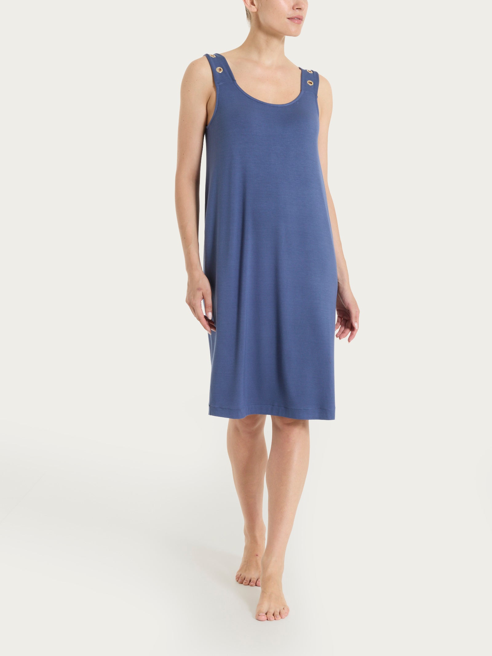 Abito Smanicato con occhielli in Viscosa Summer  Blu Donna - Ragno