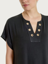 Abito con occhielli in Viscosa Summer  Neri Donna - Ragno