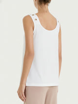 Bianco Summer Viscosa Women's Wide Shoulder Top mit Ösen - Ragno