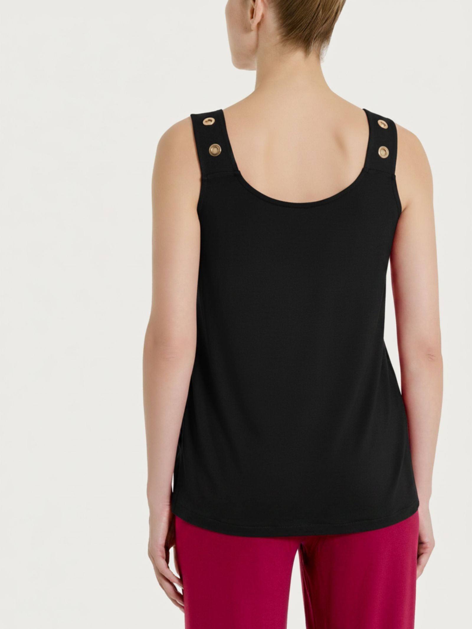 Nero Summer Schwarz Viscosa Women's Wide Shoulder Top with Eyelets - Ragno