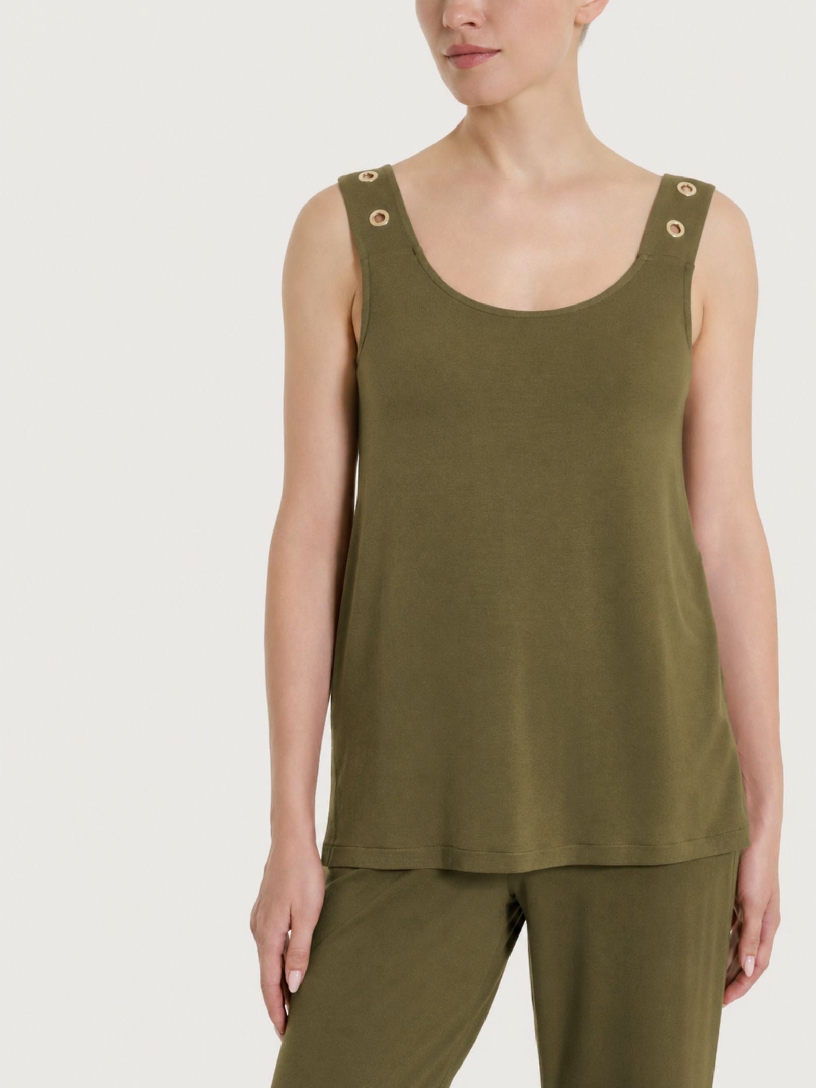 Top a spalla larga con occhielli in Viscosa Summer  Verdi Donna - Ragno