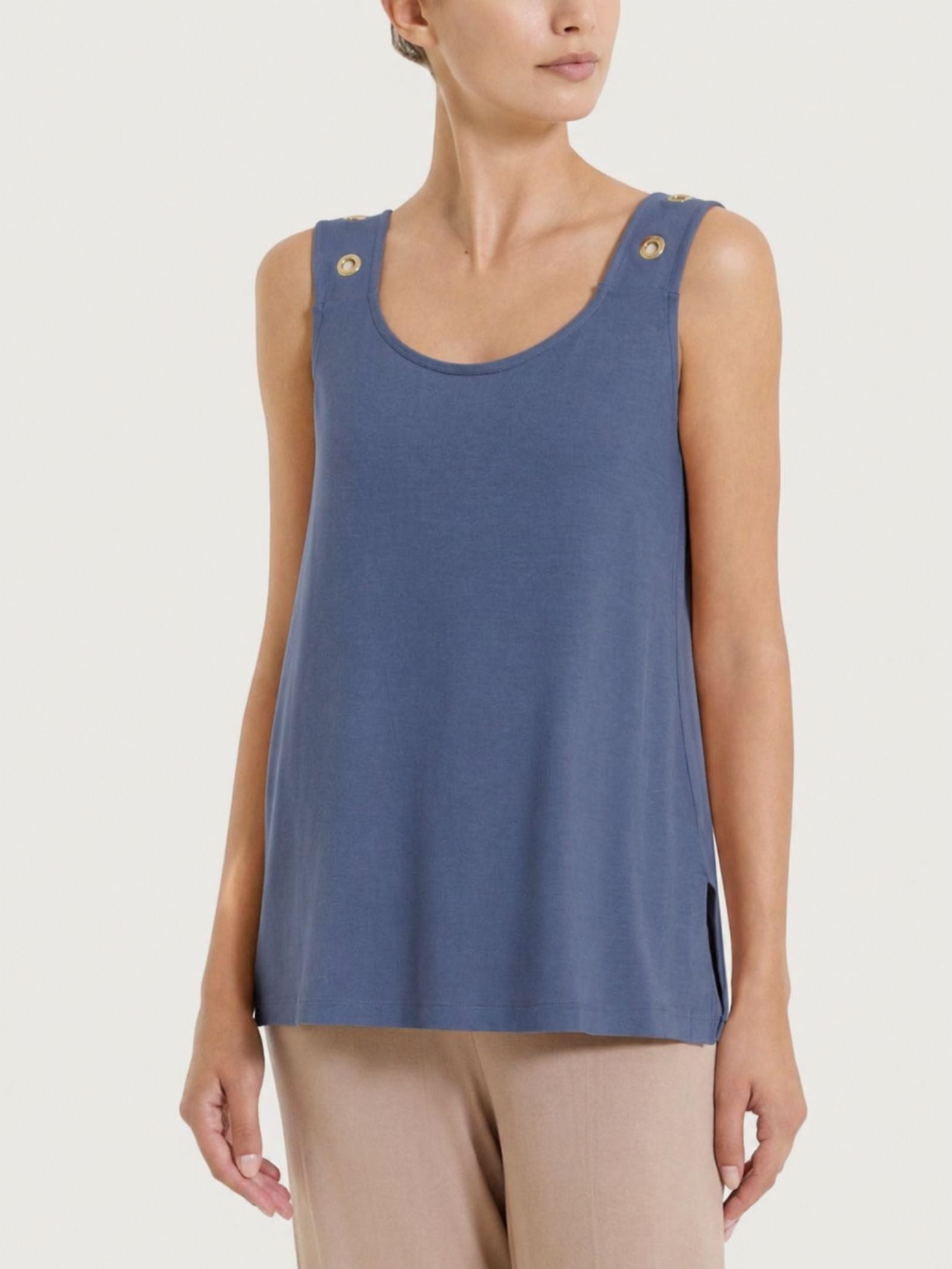 Viscosa Summer Blue Damen-Top mit breiter Schulter und Ösen - Ragno