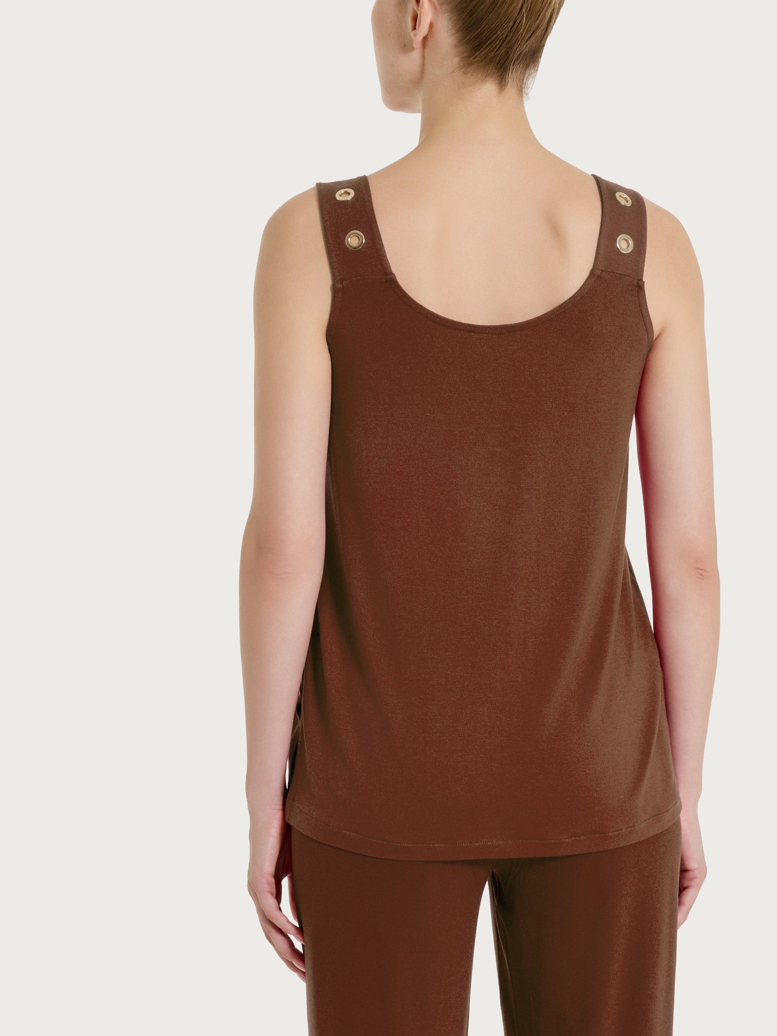 Top a spalla larga con occhielli in Viscosa Summer  Marroni Donna - Ragno