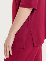 Maglietta con scollo a V e occhielli in Viscosa Summer  Rossi Donna - Ragno