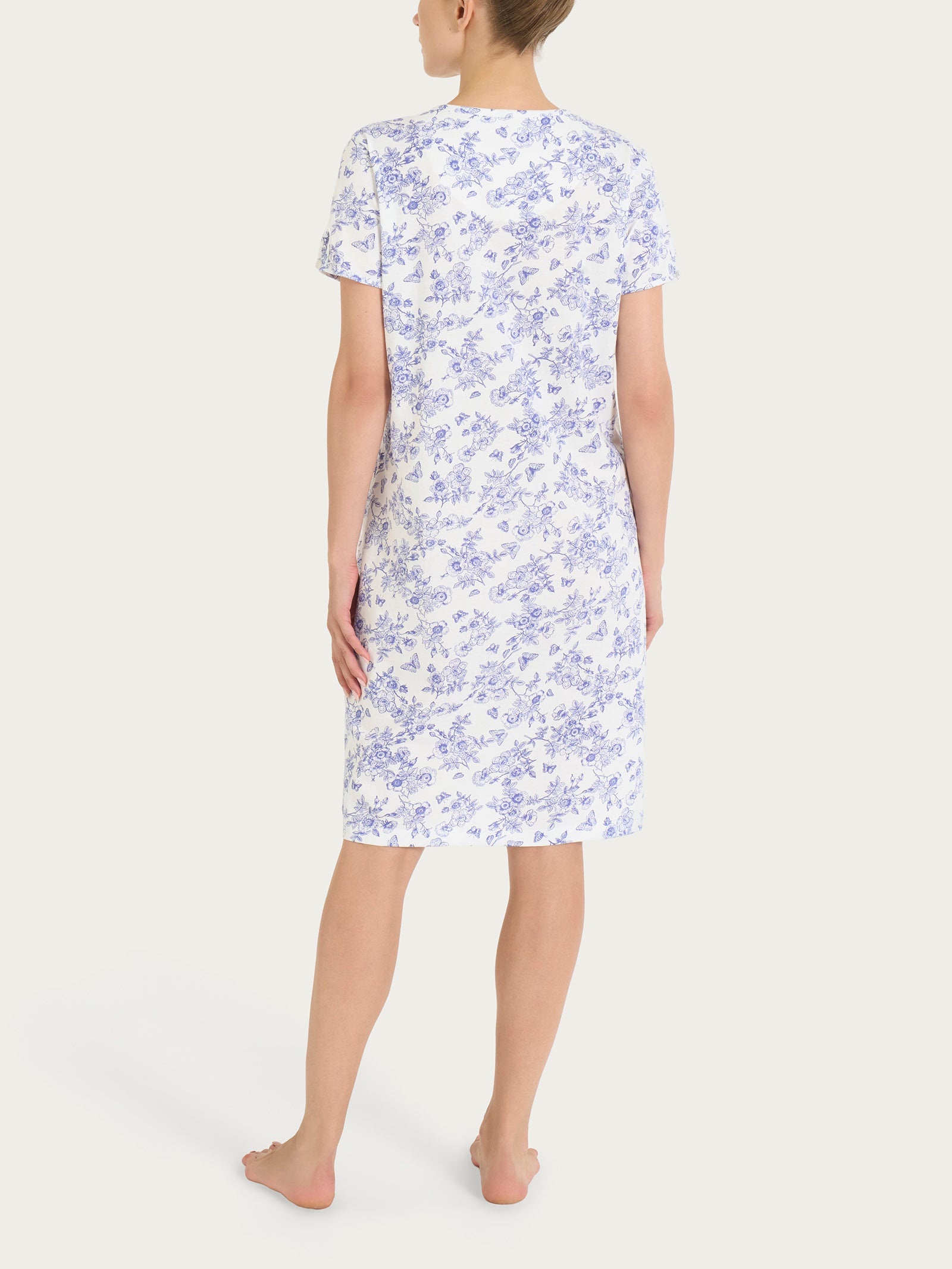 Camicia da notte con collo a serafino in Jersey di cotone 52-56 Bianchi Donna - Ragno