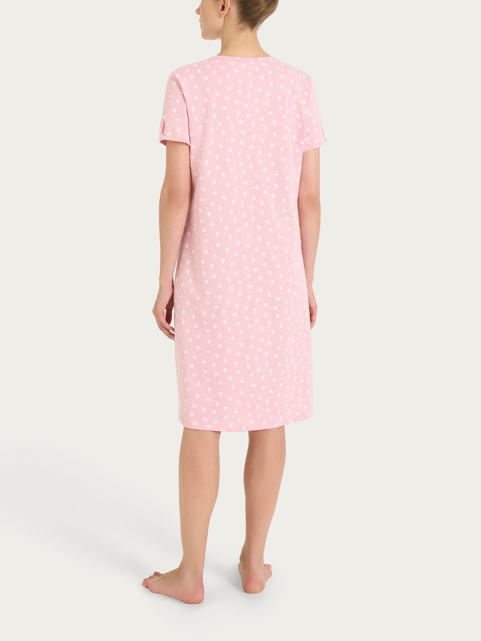 Camicia da notte con collo a serafino in Jersey di cotone 52-56 Rosa Donna - Ragno