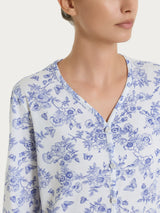 Pigiama aperto in fantasia in Jersey di cotone 40-50 Bianchi Donna - Ragno