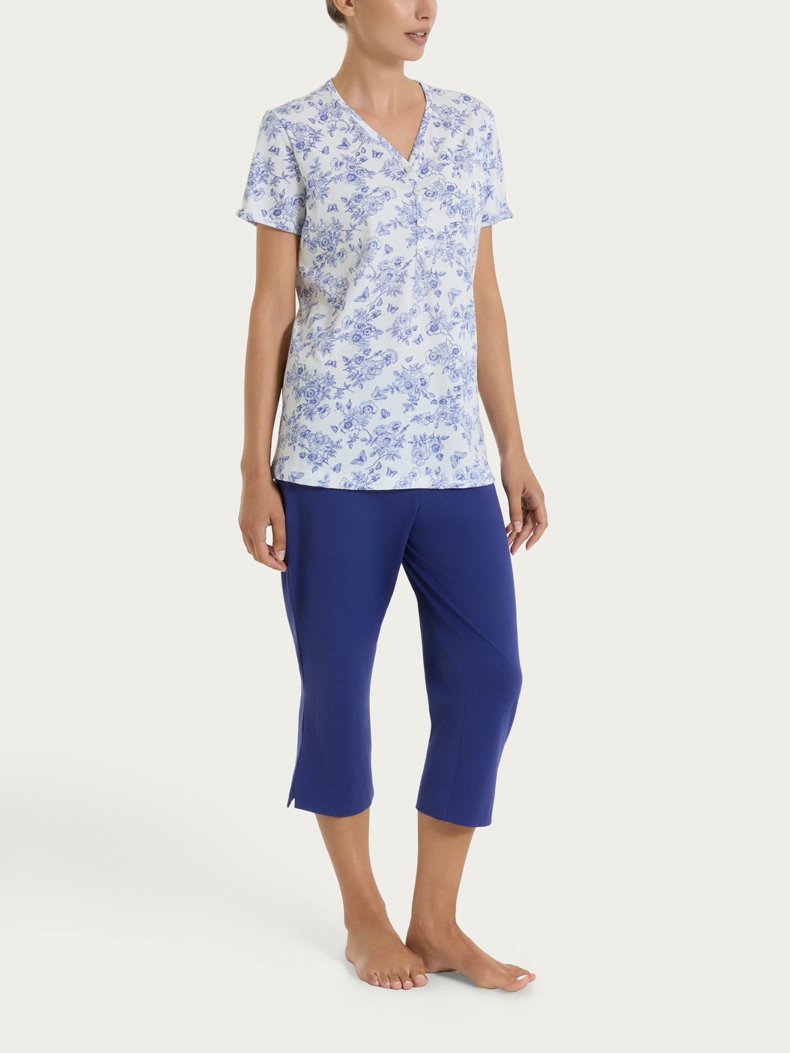 Pigiama pinocchietto in fantasia in Jersey di cotone 52-56 Bianchi Donna - Ragno