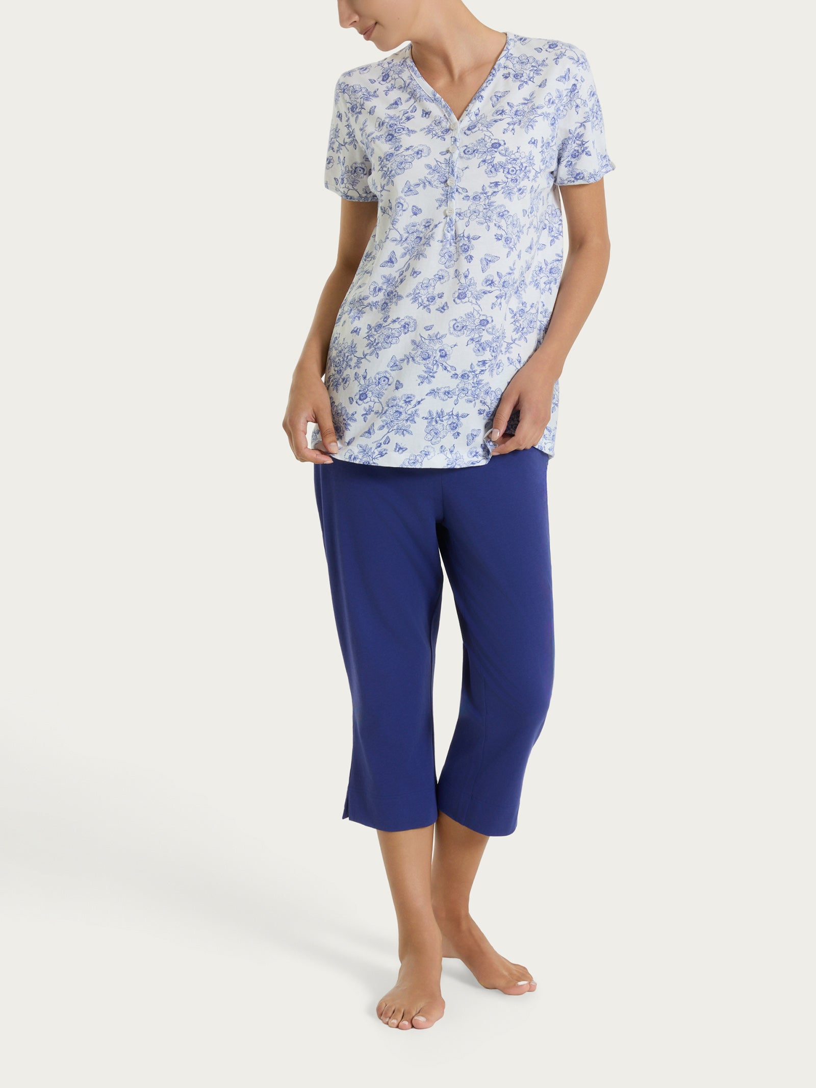 Pigiama pinocchietto in fantasia in Jersey di cotone 52-56 Bianchi Donna - Ragno