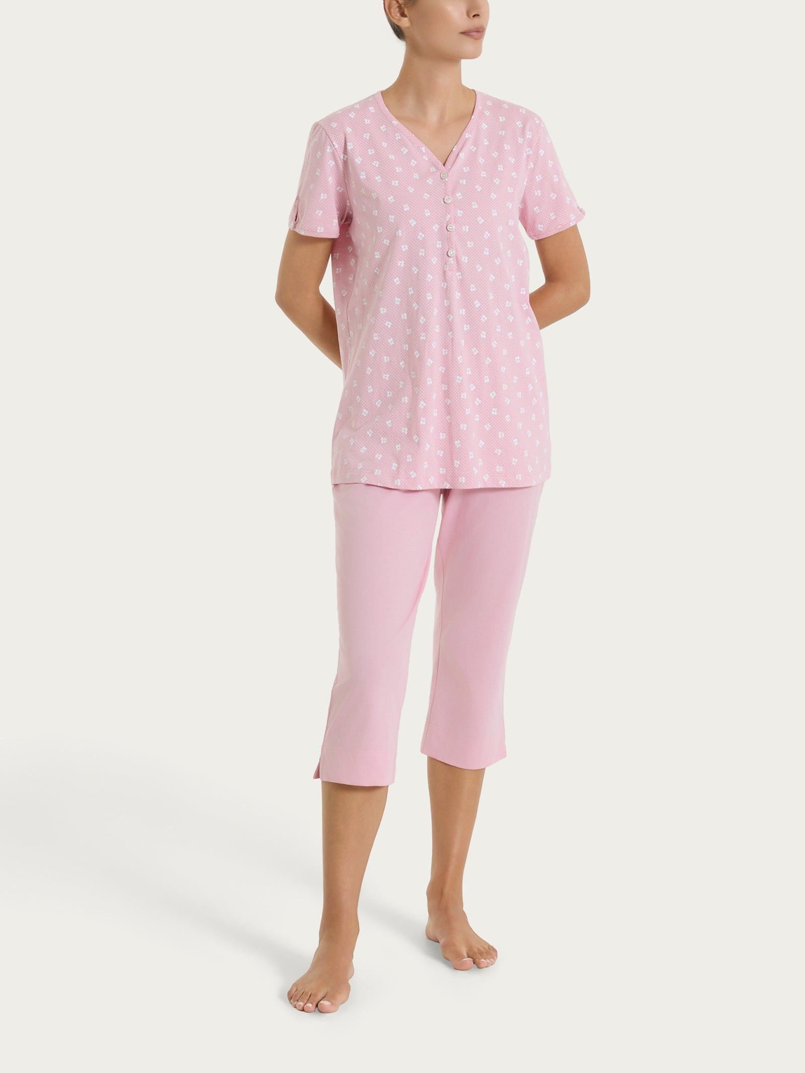 Pigiama pinocchietto in fantasia in Jersey di cotone 52-56 Rosa Donna - Ragno