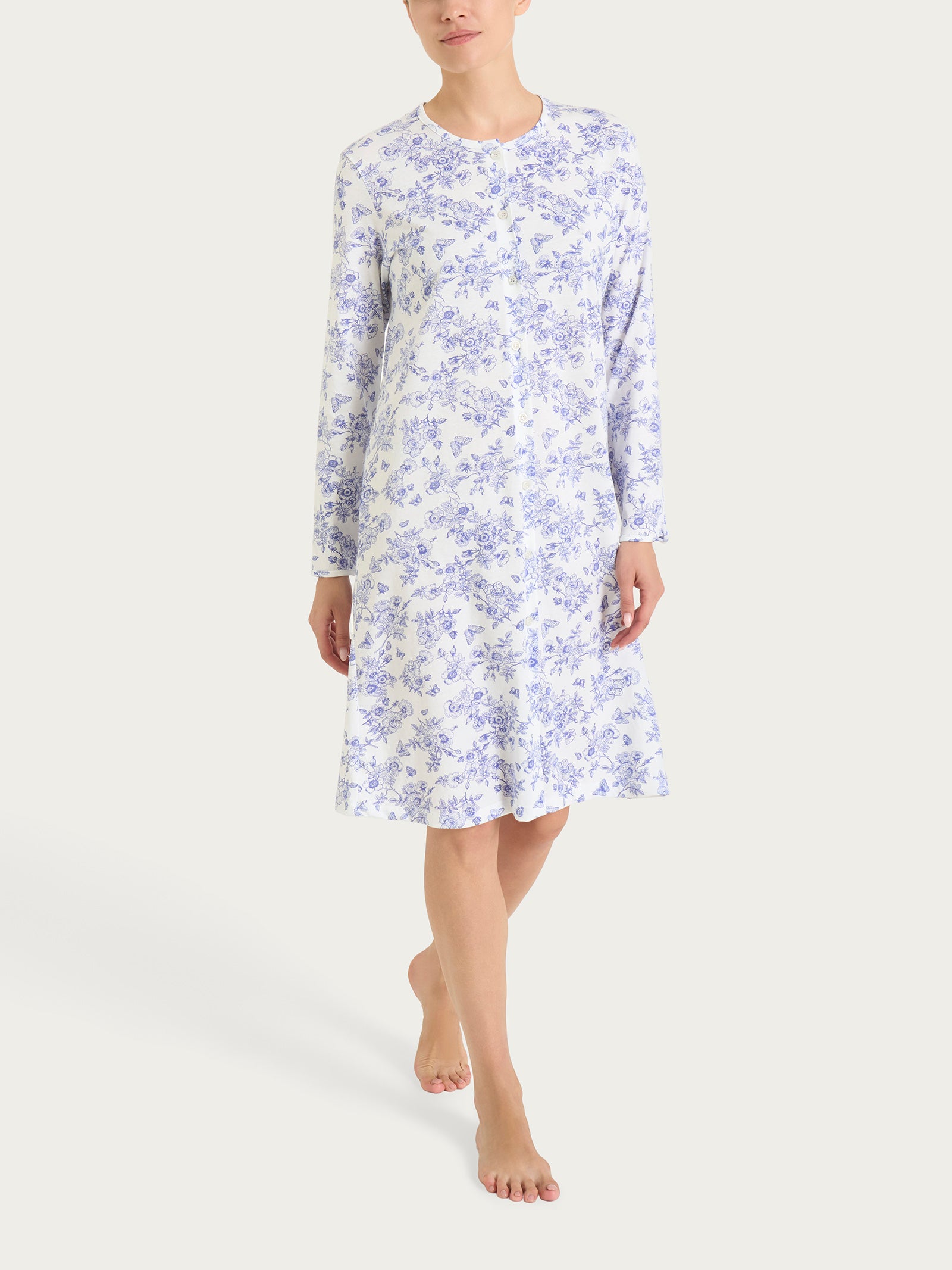 Camicia da notte con manica lunga in Jersey di cotone 52-56 Bianchi Donna - Ragno