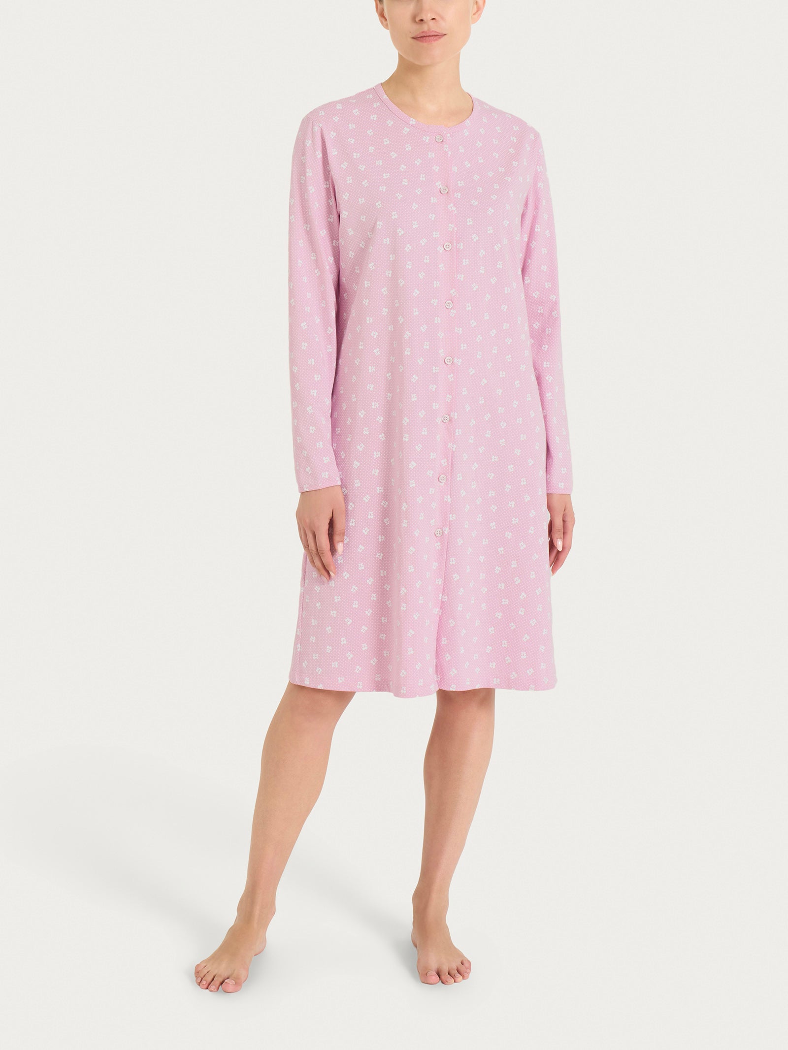 Camicia da notte con manica lunga in Jersey di cotone 52-56 Rosa Donna - Ragno