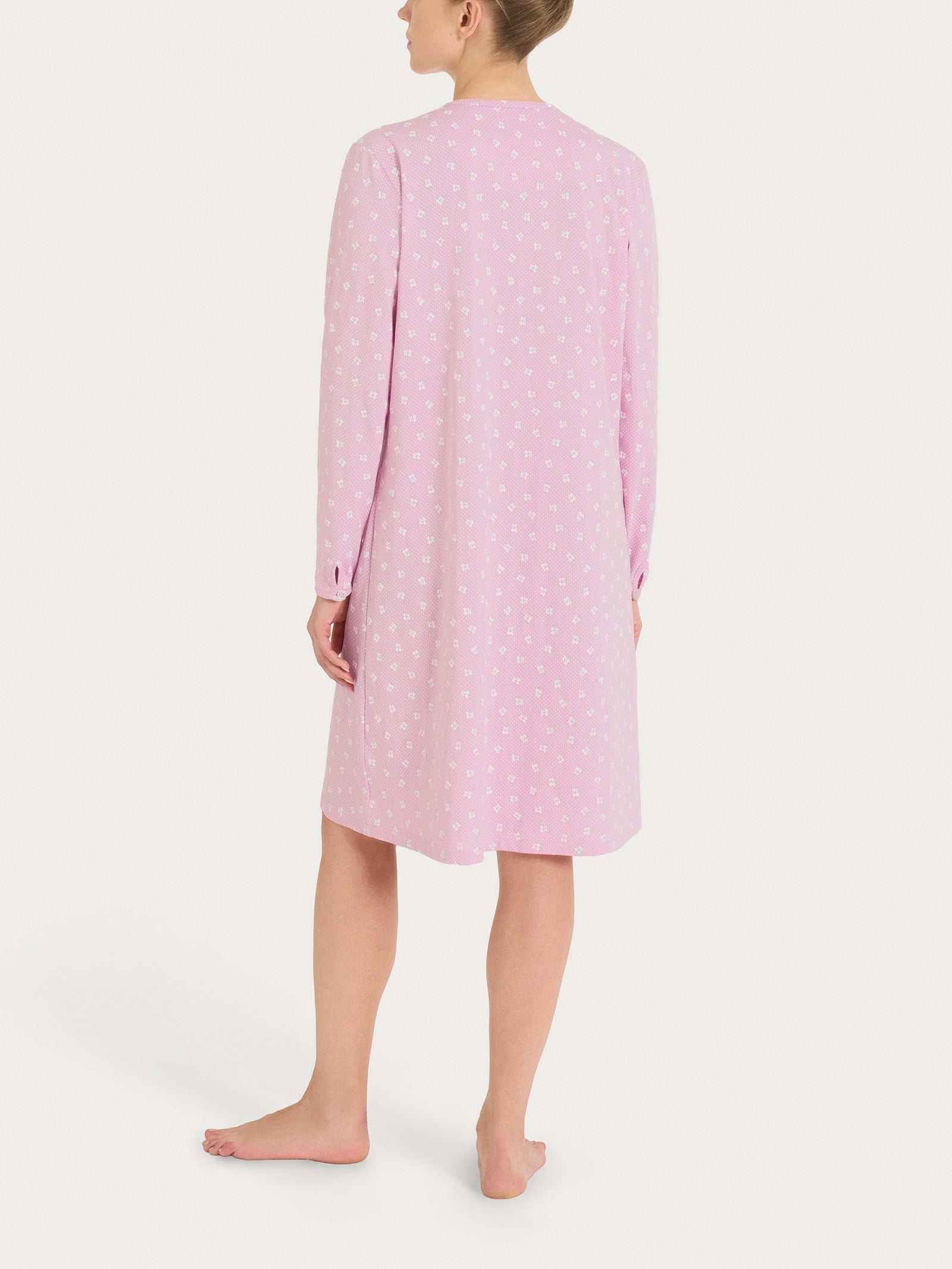 Camicia da notte con manica lunga in Jersey di cotone 52-56 Rosa Donna - Ragno