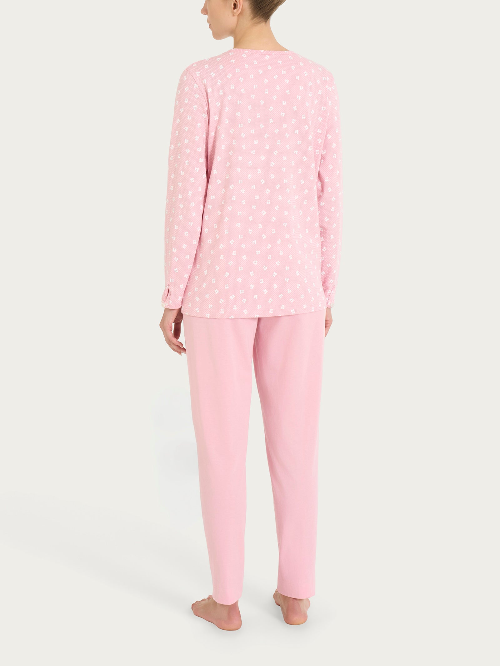 Pigiama in fantasia con collo a serafino in Jersey di cotone 52-56 Rosa Donna - Ragno