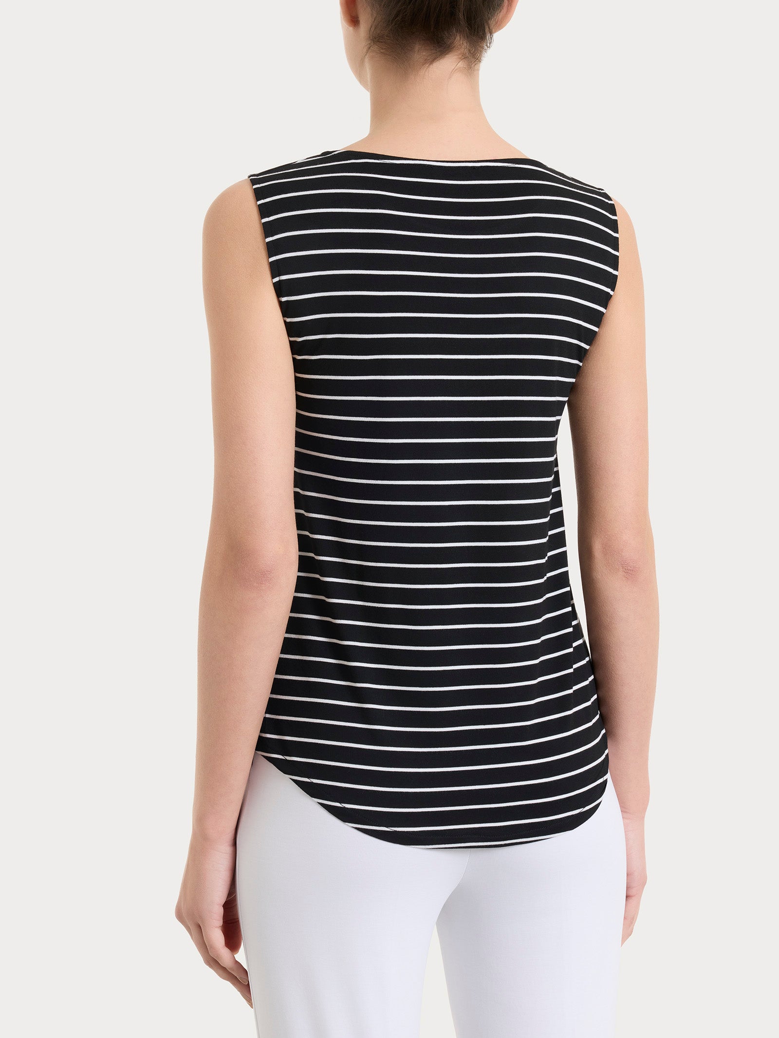 Top a righe con spalla larga in Summer Light Piquet Neri Donna - Ragno