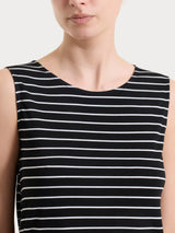 Top a righe con spalla larga in Summer Light Piquet Neri Donna - Ragno