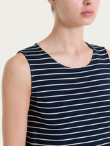Top a righe con spalla larga in Summer Light Piquet Blu Donna - Ragno