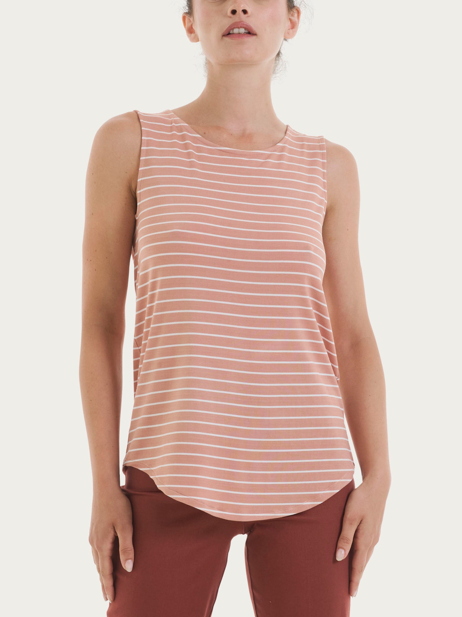Top a righe con spalla larga in Summer Light Piquet Arancioni Donna - Ragno