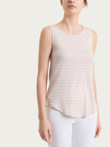 Top a righe con spalla larga in Summer Light Piquet Rosa Donna - Ragno
