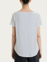 Maglietta a righe con collo a barchetta in Summer Light Piquet Bianchi Donna - Ragno