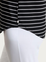 Maglietta a righe con collo a barchetta in Summer Light Piquet Neri Donna - Ragno