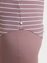 Maglietta a righe con collo a barchetta in Summer Light Piquet Viola Donna - Ragno