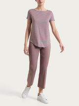Maglietta a righe con collo a barchetta in Summer Light Piquet Viola Donna - Ragno