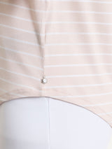 Maglietta a righe con collo a barchetta in Summer Light Piquet Rosa Donna - Ragno