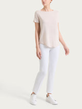 Maglietta a righe con collo a barchetta in Summer Light Piquet Rosa Donna - Ragno