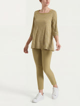 Maglietta a righe con collo squadrato in Summer Light Piquet Verdi Donna - Ragno