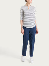 Striped serape neck t-shirt in Summer Light Piquet Bianco Women's - Ragno