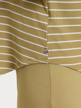 Maglietta a righe con collo a serafino in Summer Light Piquet Verdi Donna - Ragno