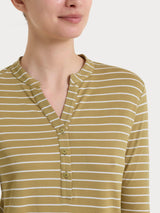 Maglietta a righe con collo a serafino in Summer Light Piquet Verdi Donna - Ragno