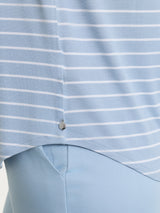 Maglietta a righe con collo a serafino in Summer Light Piquet Azzurri Donna - Ragno
