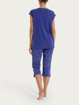 Pigiama pinocchietto con stampe in Jersey di Cotone Blu Donna - Ragno