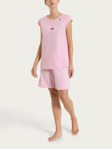 Pigiama corto con stampe in Jersey di Cotone Rosa Donna - Ragno